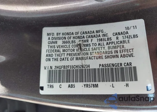 2HGFB2F55CH528234: 43529581