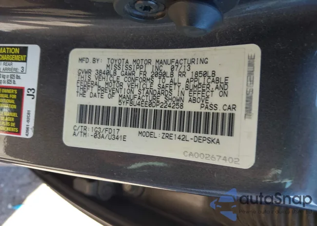 5YFBU4EE0DP224258: 43529605