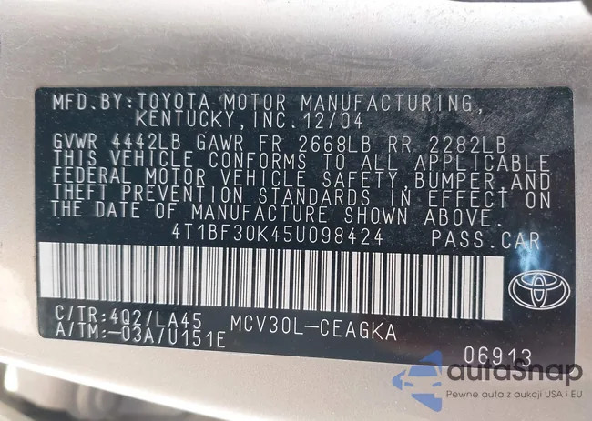 4T1BF30K45U098424: 43529611