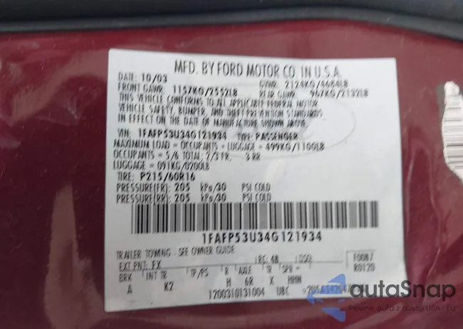 1FAFP53U34G121934: 43529688