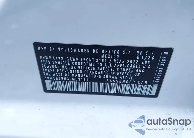 3VWEB7BU3LM031511: 43529067