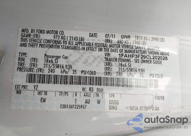 1FAHP3F29CL202028: 43529130