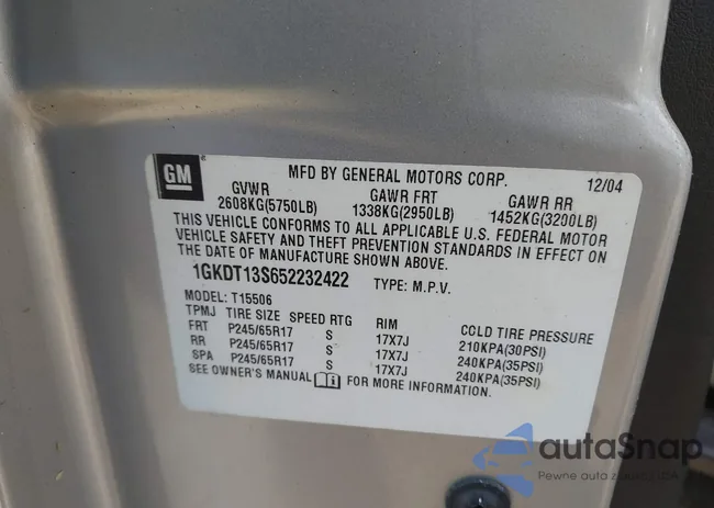 1GKDT13S652232422: 43529134