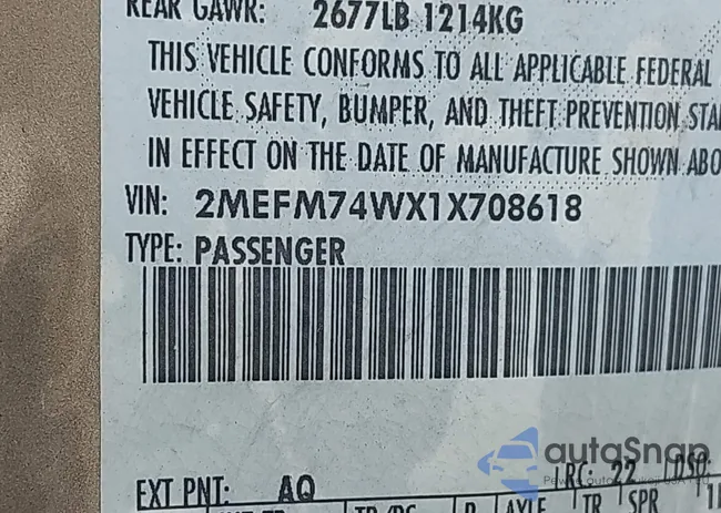 2MEFM74WX1X708618: 43529149