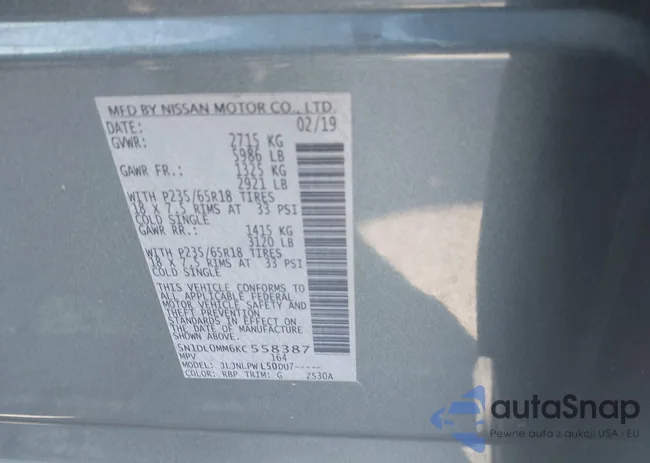 5N1DL0MM6KC558387: 43529163