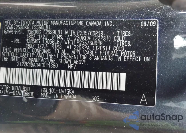 2T2ZK1BA1AC011380: 43530691