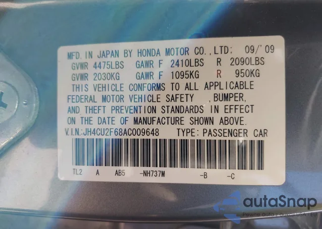 JH4CU2F68AC009648: 43530712