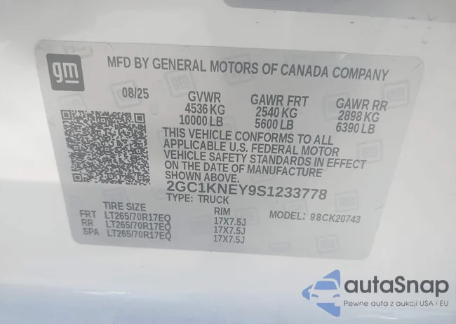 2GC1KNEY9S1233778: 43530854