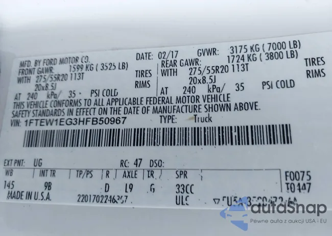 1FTEW1EG3HFB50967: 43530906