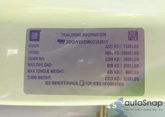 3GCUYDED8KG163510: 43530002