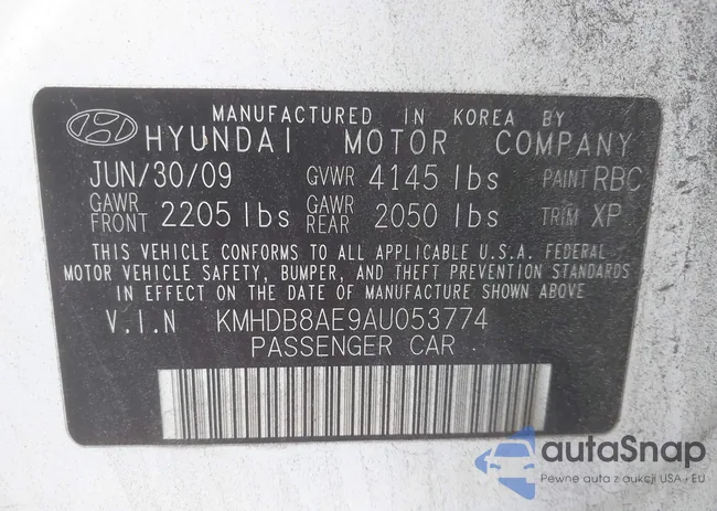 KMHDB8AE9AU053774: 43530096