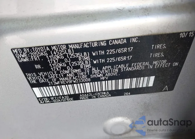 2T3WFREV9FW233008: 43530203