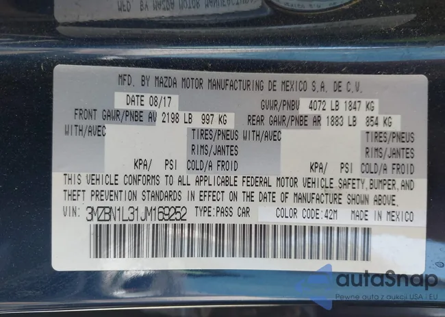 3MZBN1L31JM169252: 43530226