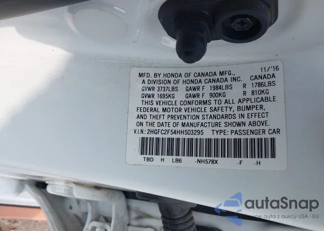 2HGFC2F54HH503295: 43530298