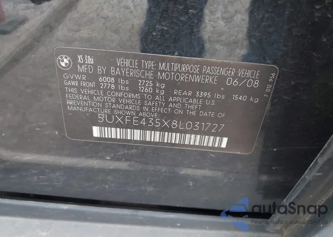 5UXFE435X8L031727: 43530339