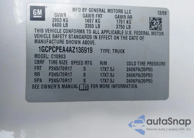 1GCPCPEA4AZ136919: 43531485