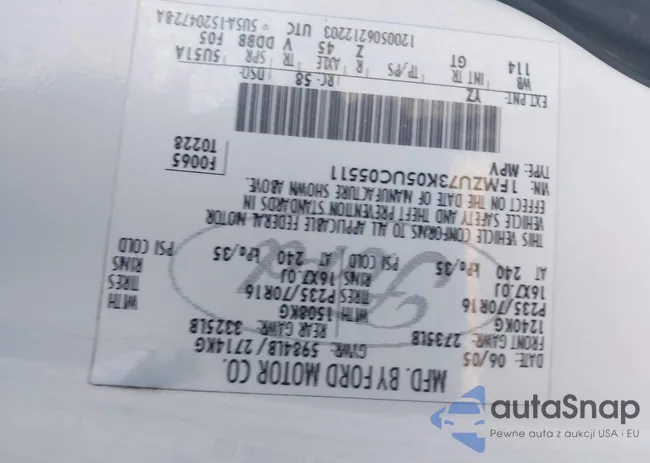 1FMZU73K05UC05511: 43531491