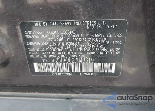 JF2SHADC2DH436191: 43531616