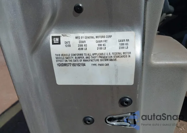 1G6DM57T160162184: 43531657