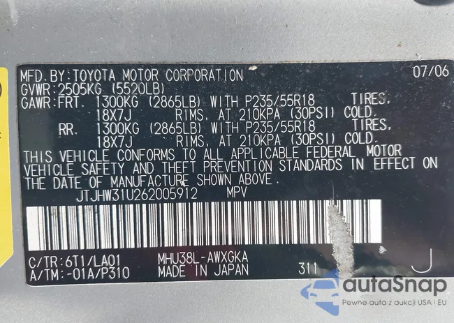 JTJHW31U262005912: 43531668