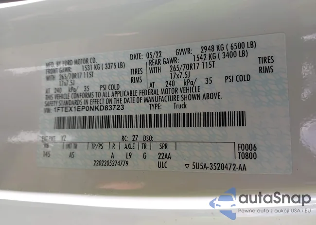 1FTEX1EP0NKD83723: 43531681