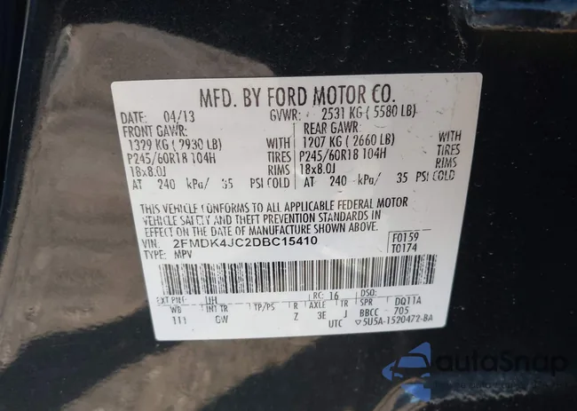 2FMDK4JC2DBC15410: 43531710