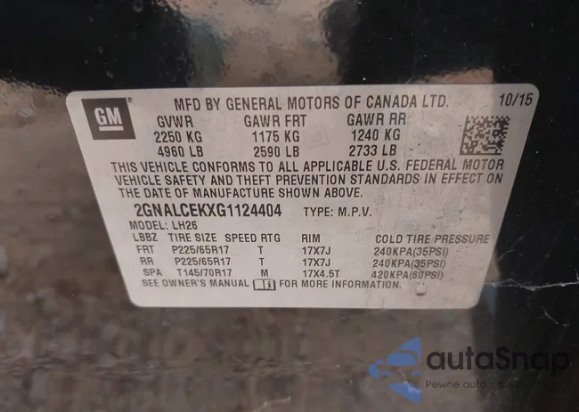 2GNALCEKXG1124404: 43531735