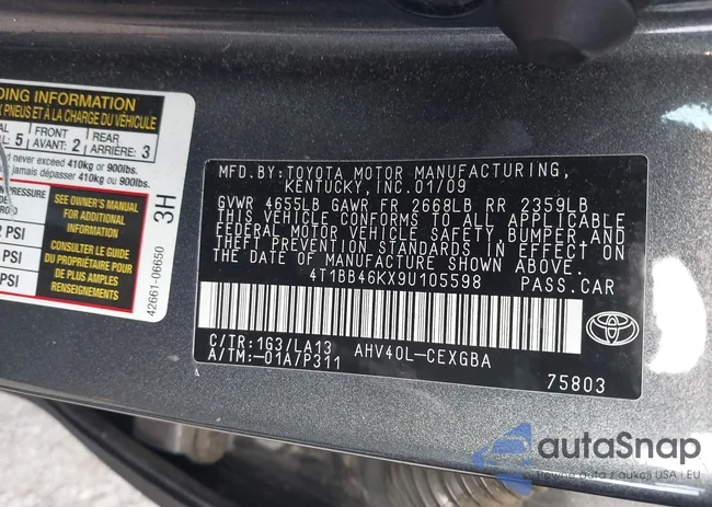 4T1BB46KX9U105598: 43531757