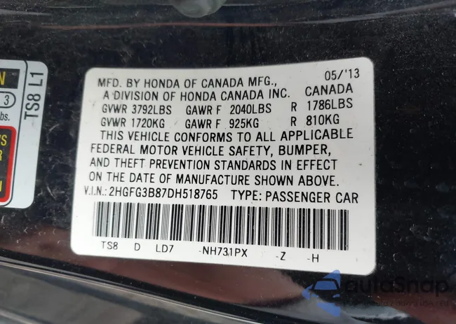 2HGFG3B87DH518765: 43531839