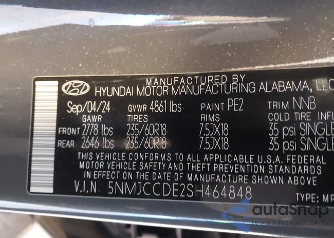 5NMJCCDE2SH464848: 43531841