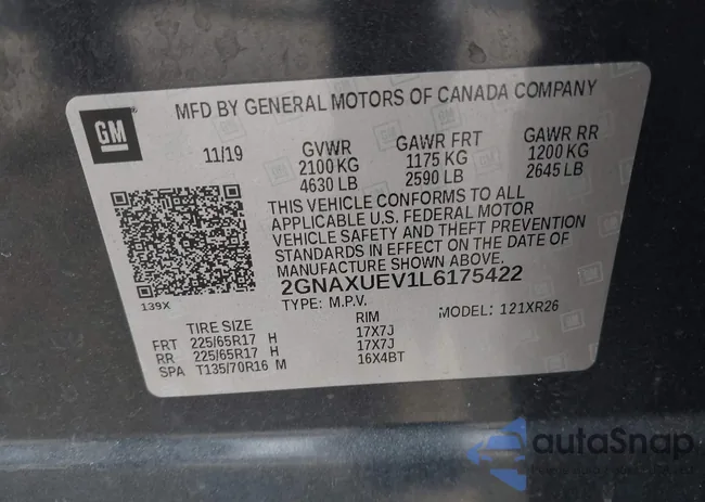 2GNAXUEV1L6175422: 43531900