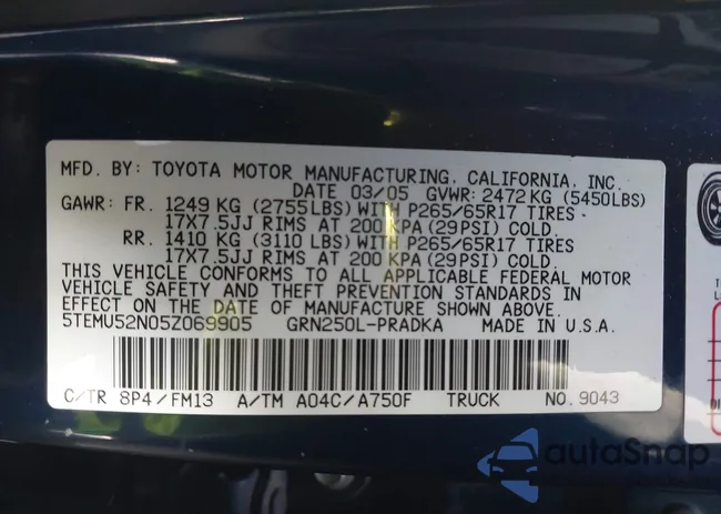 5TEMU52N05Z069905: 43531939