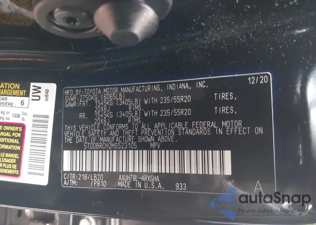 5TDDBRCH2MS523105: 43531196