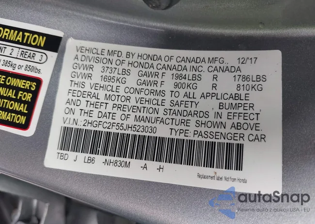 2HGFC2F55JH523030: 43531344