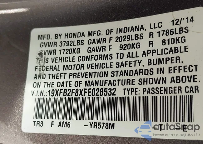 19XFB2F8XFE028532: 43532384