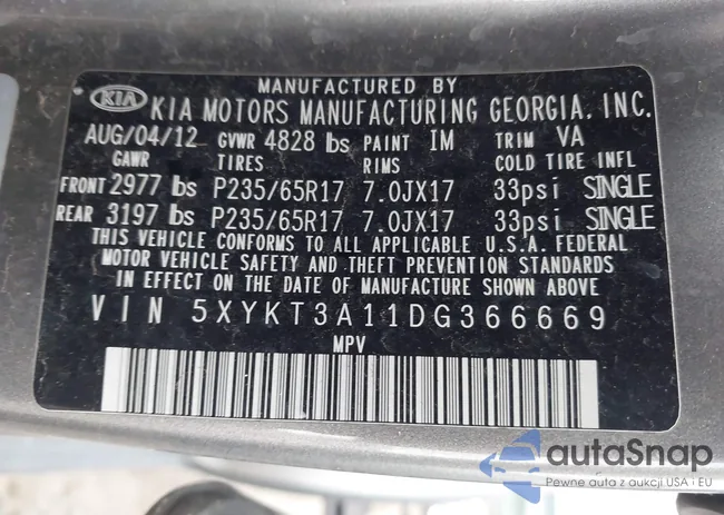 5XYKT3A11DG366669: 43532387