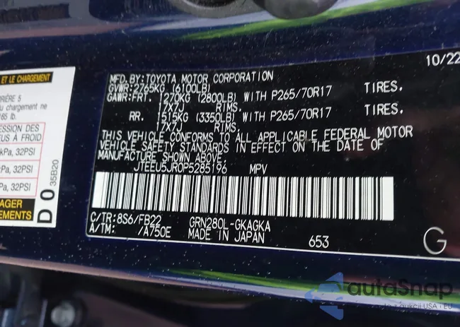 JTEEU5JR0P5285196: 43532407