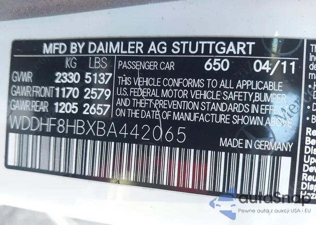 WDDHF8HBXBA442065: 43532468