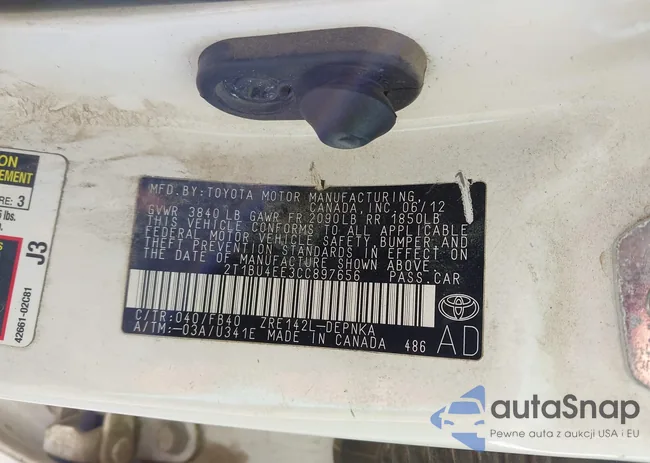 2T1BU4EE3CC897656: 43532750