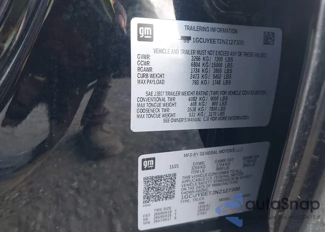 1GCUYEET2NZ127300: 43532878