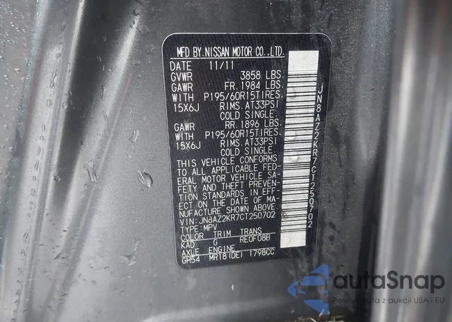 JN8AZ2KR7CT250702: 43532236