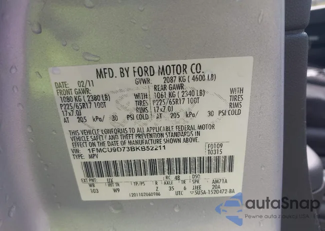 1FMCU9D73BKB52211: 43532311