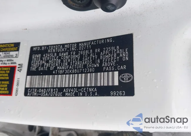 4T1BF3EK8BU712380: 43532342