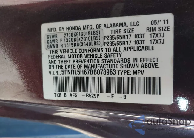 5FNRL5H67BB078963: 43533576