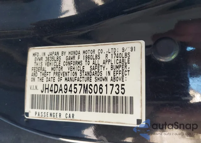 JH4DA9457MS061735: 43533588