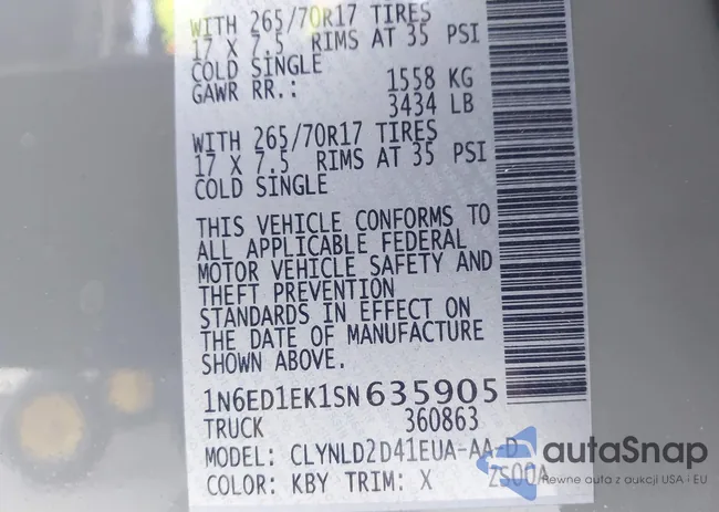 1N6ED1EK1SN635905: 43533620