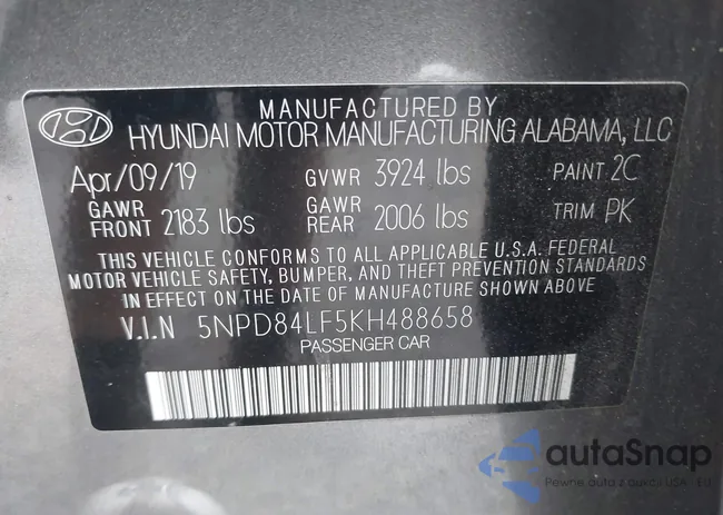 5NPD84LF5KH488658: 43533657