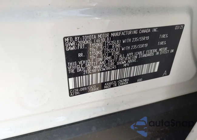 2T3C1RFVXSW386345: 43533755