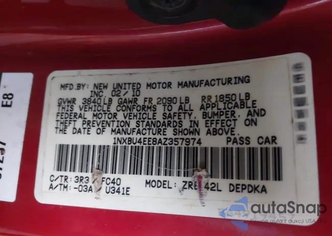 1NXBU4EE8AZ357974: 43533009