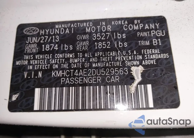 KMHCT4AE2DU529563: 43533111